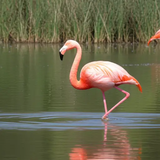 火烈鸟用一条腿优雅地保持着平衡。
