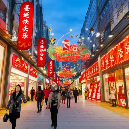 每个商店都在店前说圣诞快乐。