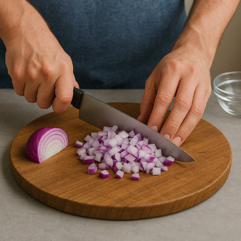 切好洋葱备用。