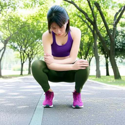 她跑步时扭伤了脚踝。