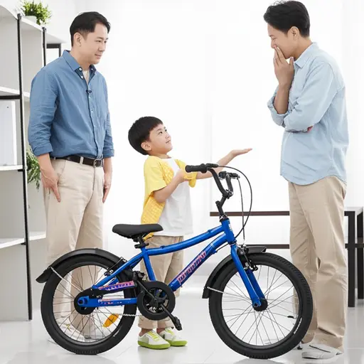 他向我们索要一辆新自行车。