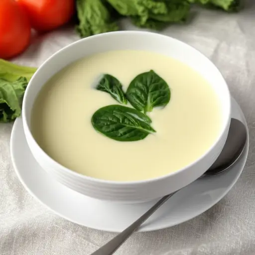这道汤含有奶油和菠菜。