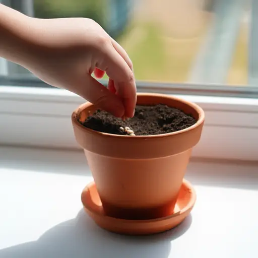 我把种子种在一个花盆里。