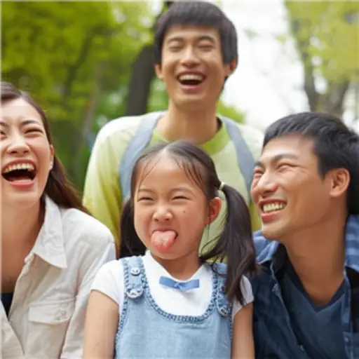 她做了一个鬼脸逗朋友们笑。