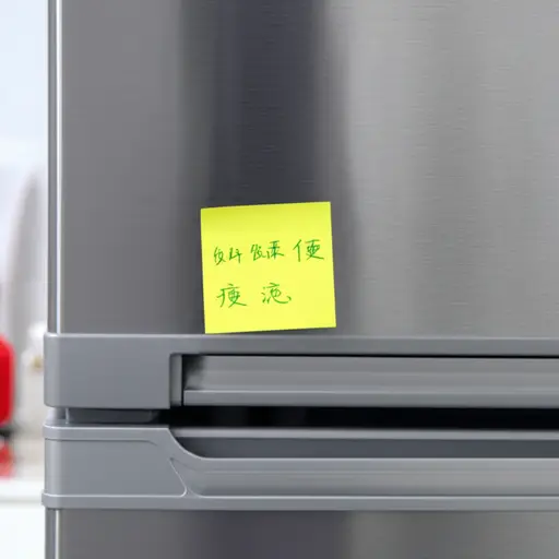 我写了一张便条贴在冰箱上。