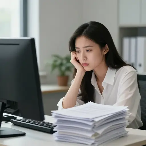她的日常工作重复性很高，几乎没有什么挑战性或变化。