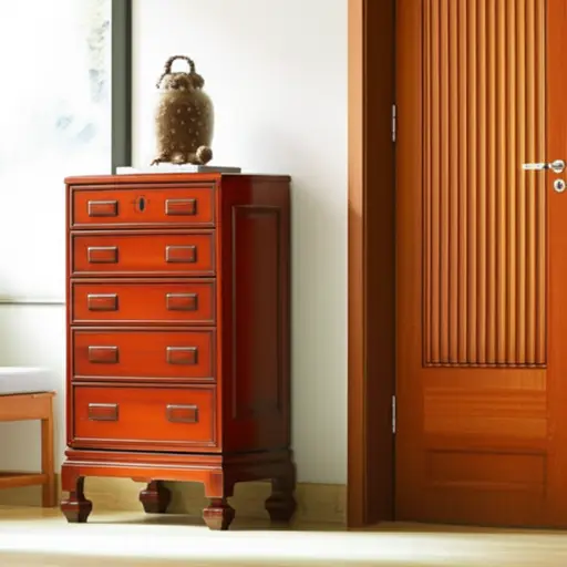 我买了一个五斗柜，把它放在门旁边。