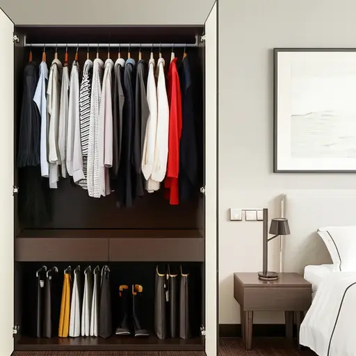 我的衣服都在卧室的衣柜里。