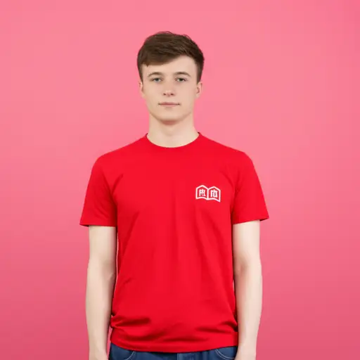 我穿了一件红色的T恤。