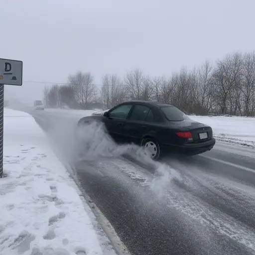 他在结冰的路面上失去了对汽车的控制。