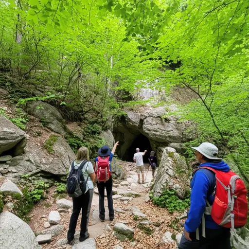 我们在徒步旅行中发现了一个古老的洞穴。