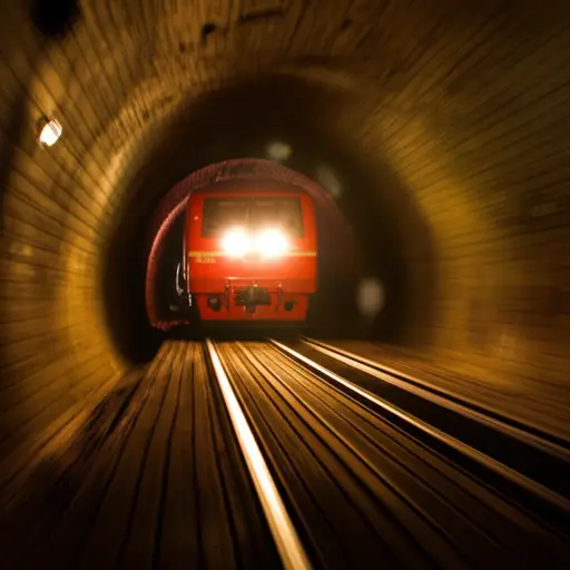 火车穿过隧道。