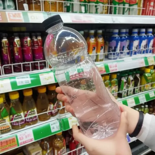 她买了一个大的塑料饮料容器。