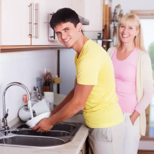 我的丈夫每天都会帮我做家务。