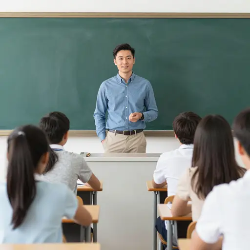 他教外国学生英语。