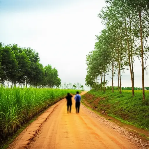 我们在乡间小路上迷路了，因为那里没有路标。
