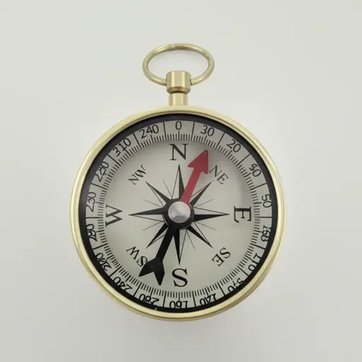 指南针指向东方。