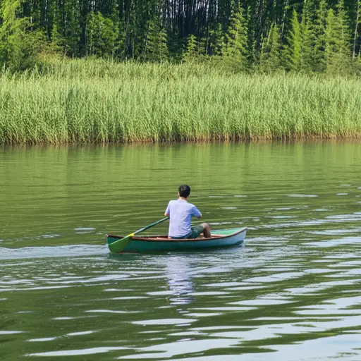 他驾着小艇沿河而上。