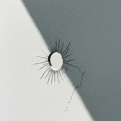 子弹在墙上留下了一个洞。