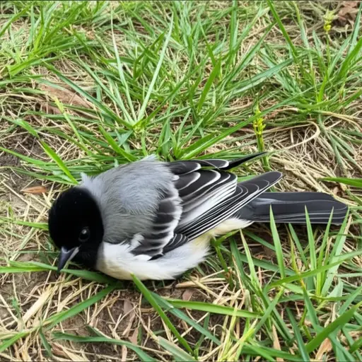 这只小鸟摔断了翅膀，无法飞行了。