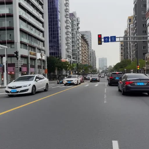 在美国，汽车靠道路右侧行驶。
