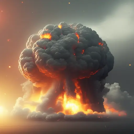 爆炸后，一团巨大的碎片云充满了空气。