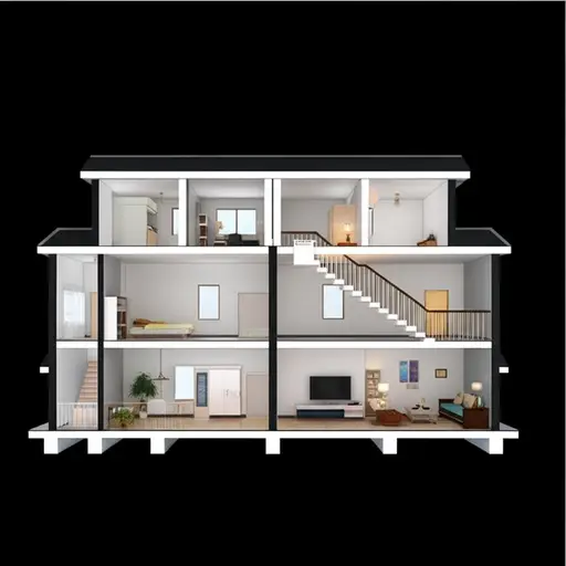 我的卧室在楼上，但客厅在楼下。