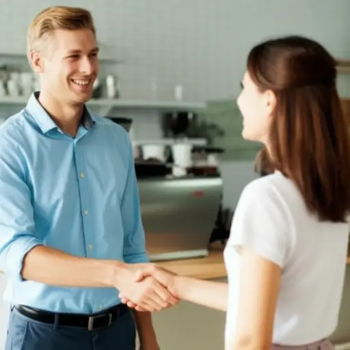 “你好，我叫大卫。” “幸会！我是艾米丽。”