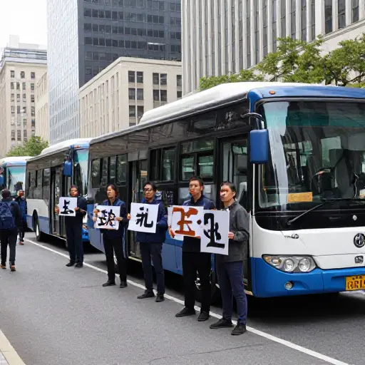 城市的公交车司机因工作时间过长决定罢工。