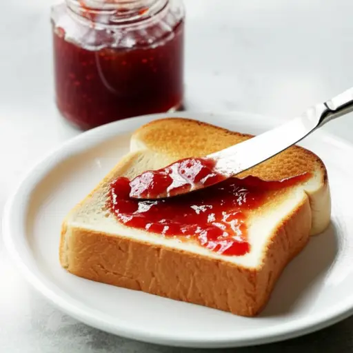 我喜欢在吐司上涂草莓酱。