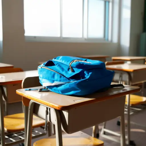 一个学生把背包忘在教室里了。