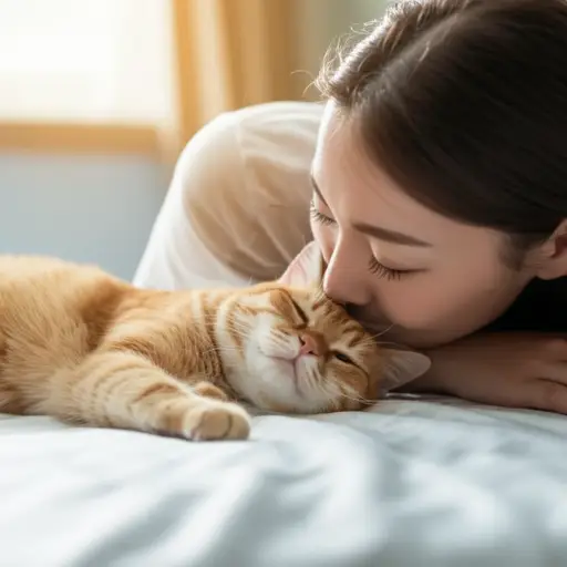 我每天早上都会亲一下我的猫。