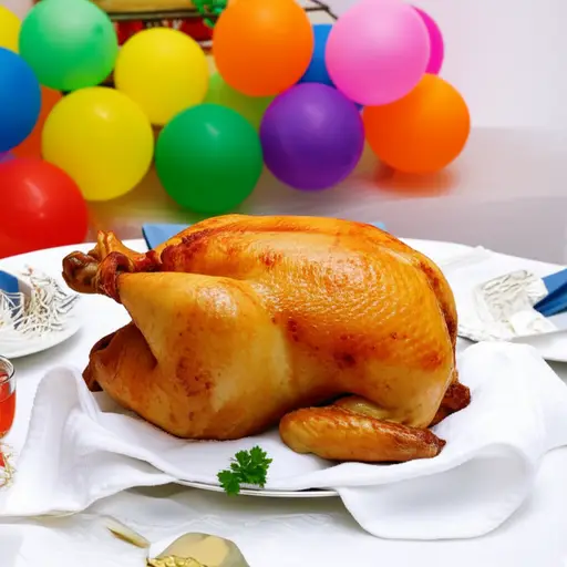 烤鸡是庆祝活动中常见的菜肴。