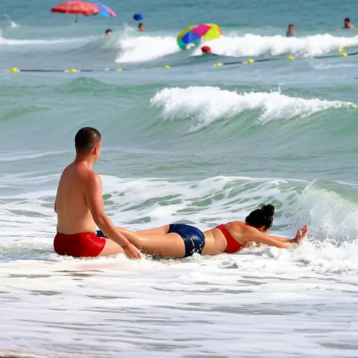 救生员救了她，使她免于溺水。