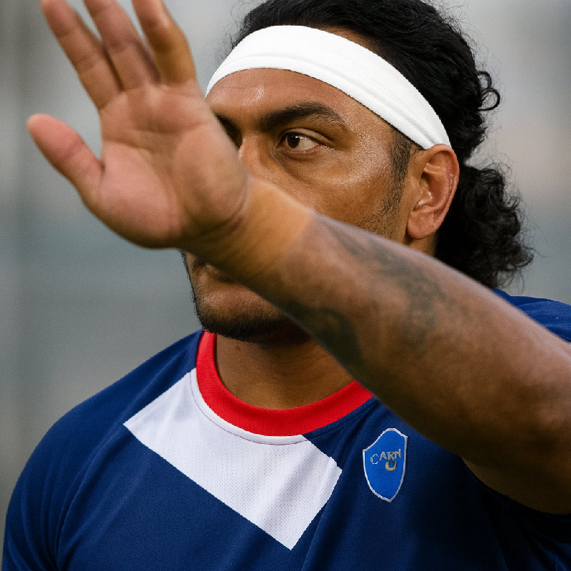 他在向观众挥手。