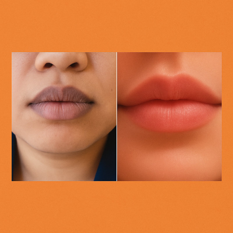 苍白的嘴唇和红润的嘴唇