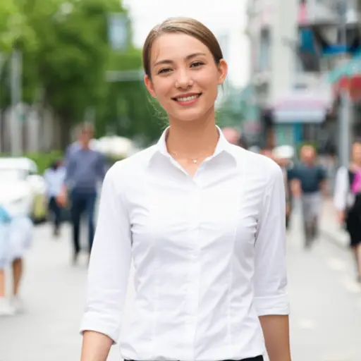 她喜欢穿一件干净的白衬衫去上班。