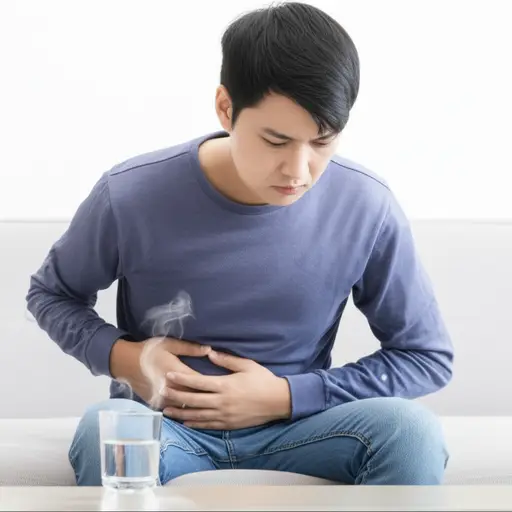 如果你肚子疼，就喝点温水。