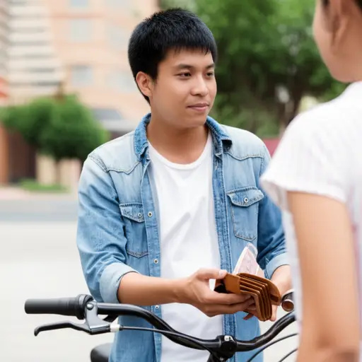 我需要借你的自行车去送父亲的钱包。