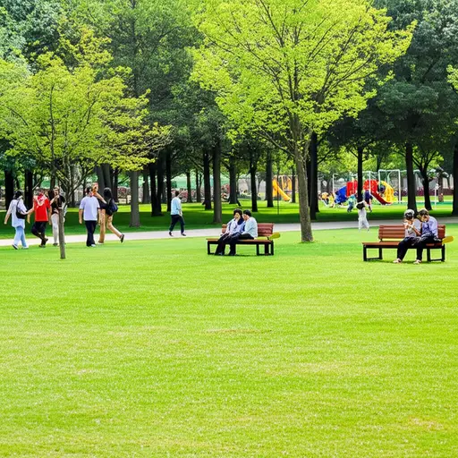 公园里有很多人。