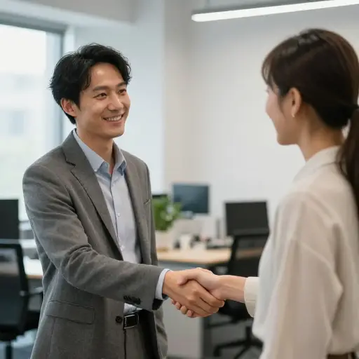他们在工作中第一次见面。