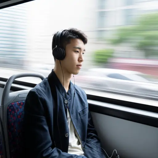 我经常在公交车上听音乐。