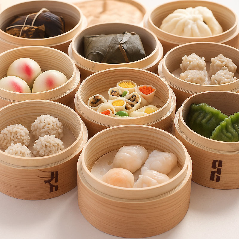 我们将使用竹制蒸笼来蒸点心。