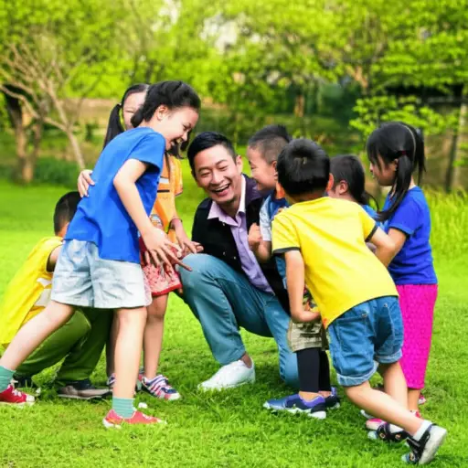 他非常擅长与孩子相处。