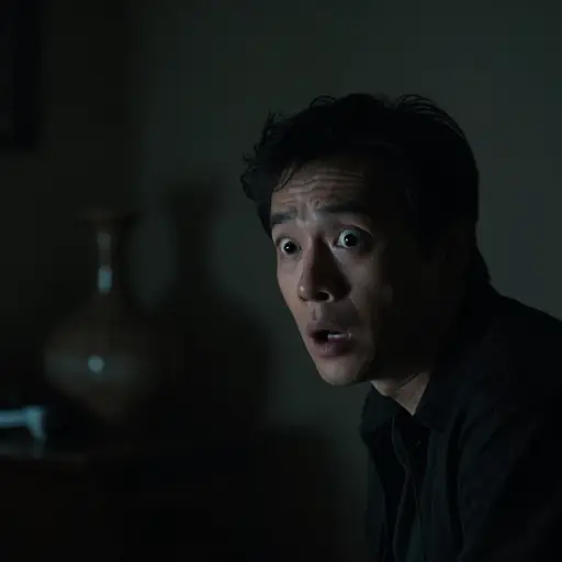 黑暗中的突然声响把他吓得要死。