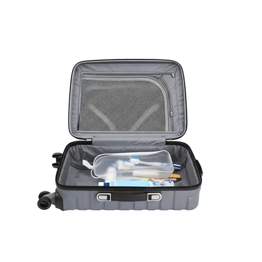 我的行李箱里有一个小袋子用来装洗漱用品。