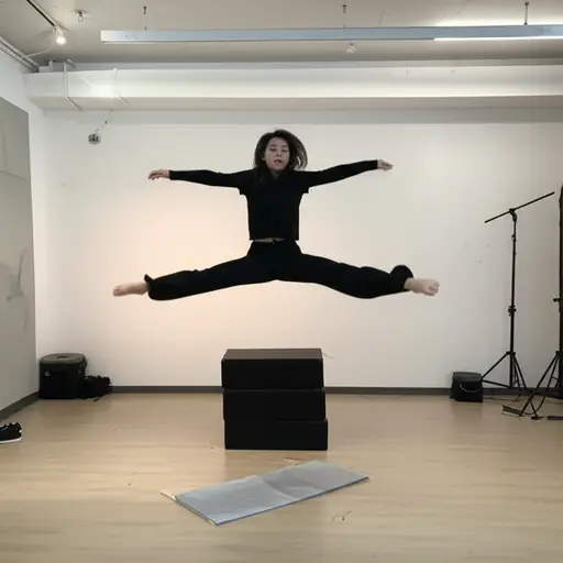 这是技巧摄影——看起来她漂浮着，但其实不是。