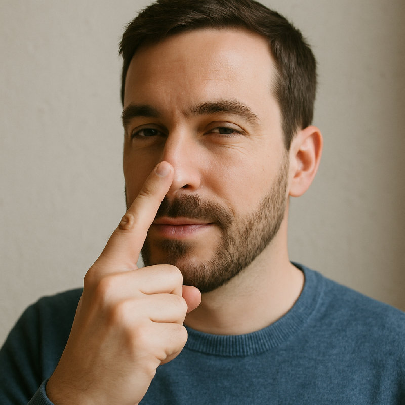 他碰了碰鼻尖，表示他明白了秘密信息。