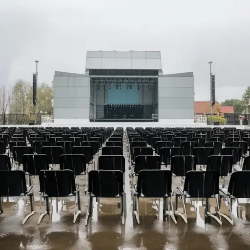 由于下雨，户外音乐会被取消了。