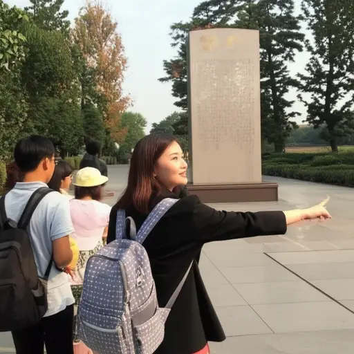 她指引游客去著名的纪念碑。